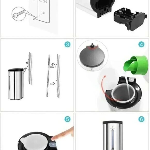 Wisewater Stainless Steel Touchless Wall-Mount Automatic Soap Dispenser NS59 - Picture 6 of 7